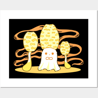 A Ghost in a yellow mushroom hat Posters and Art